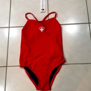 Lifeguard Red One-Piece Swimsuit Size 36